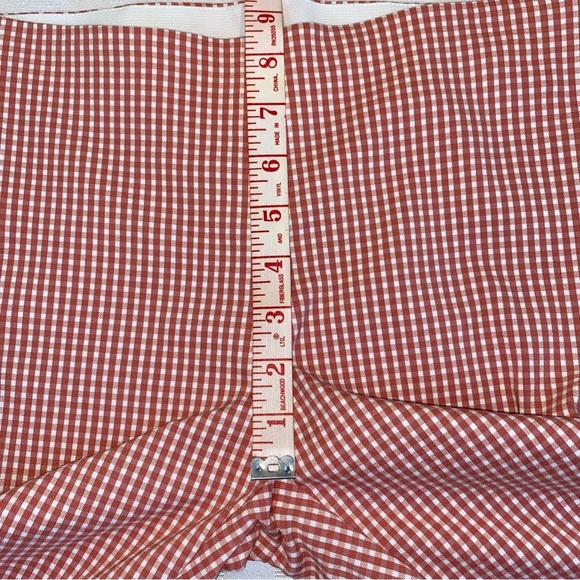 A•New Day Pants Gingham Print Elastic Waist Side Zip Pocket Cream Red Size 0 NWT - Picture 7 of 12